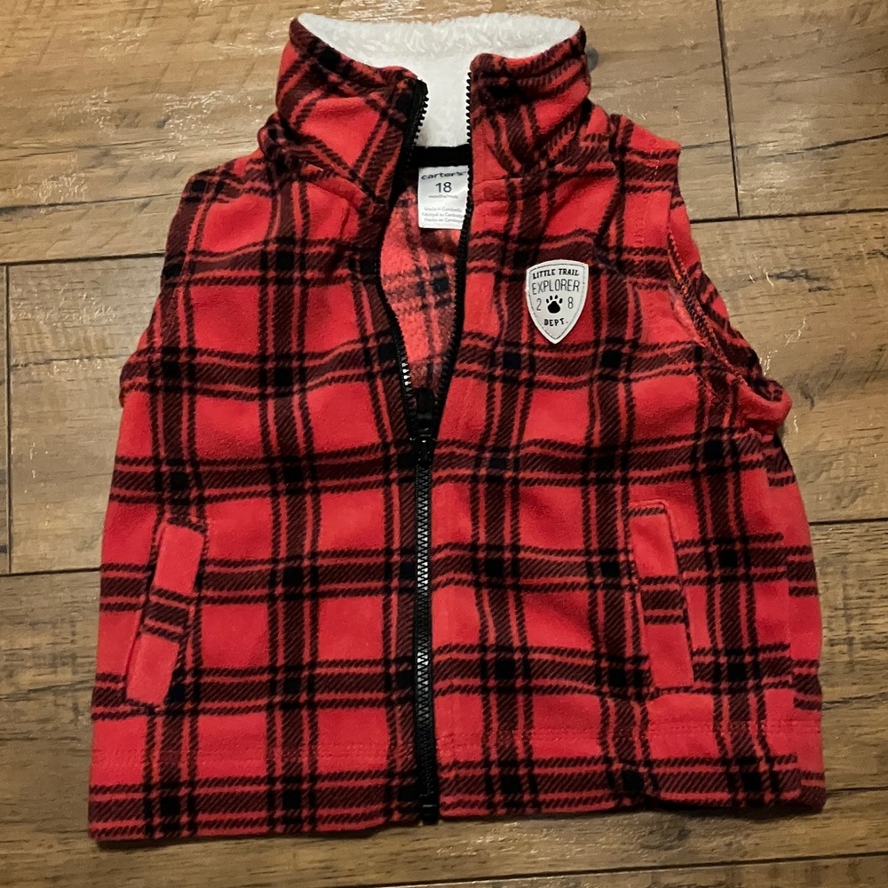 Carter’s - Red Plaid Fleece Vest - 18 months